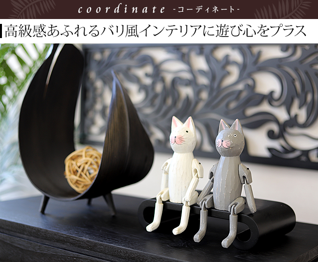 バリ雑貨】木彫りのお座り猫(M) (通販)｜Cocobari