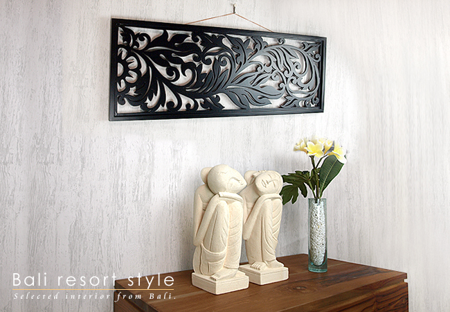 木彫りのアートパネル(80×30cm)壁掛け用インテリア(通販)｜Cocobari